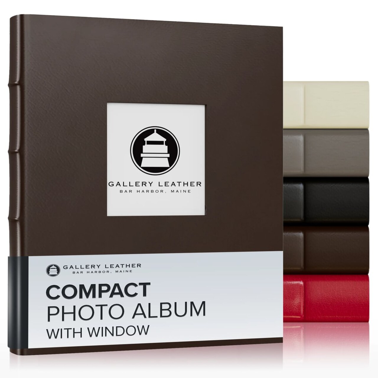 Gallery Leather Compact with Window Album 4x6-3 Ring Binder Photo Album with Window, 60 Pages for 120 Photos, Fillable, Handcrafted - 9.25 x 8 "